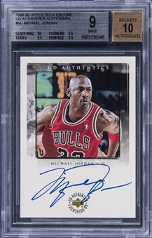 1998-99 Upper Deck Encore UD Authentics Autograph #MJ Michael Jordan Signed Card (/50) - BGS MINT 9/BGS 10
